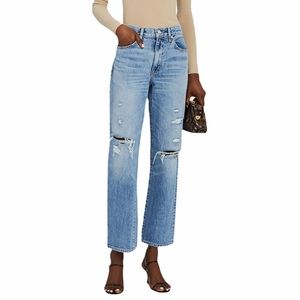 SLVRLAKE Sophie Straight Leg Jeans Distressed Light Wash Womens 32